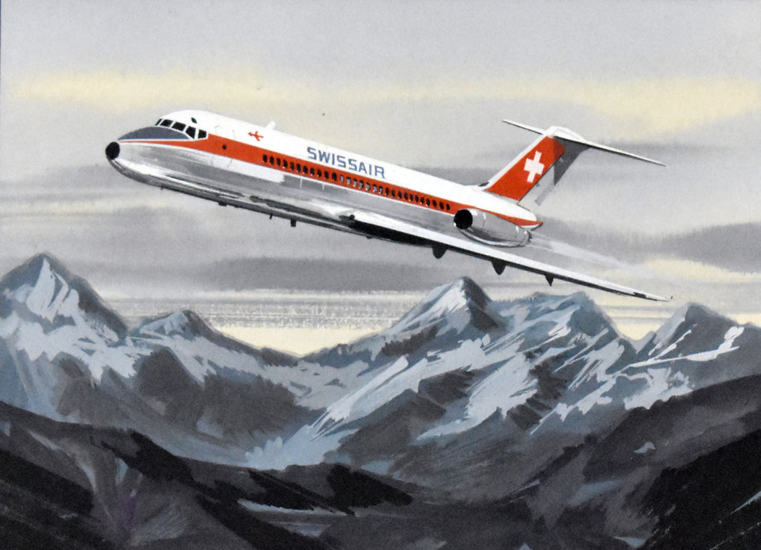 Otto Kuhni Artwork - Aviation - Swissair
