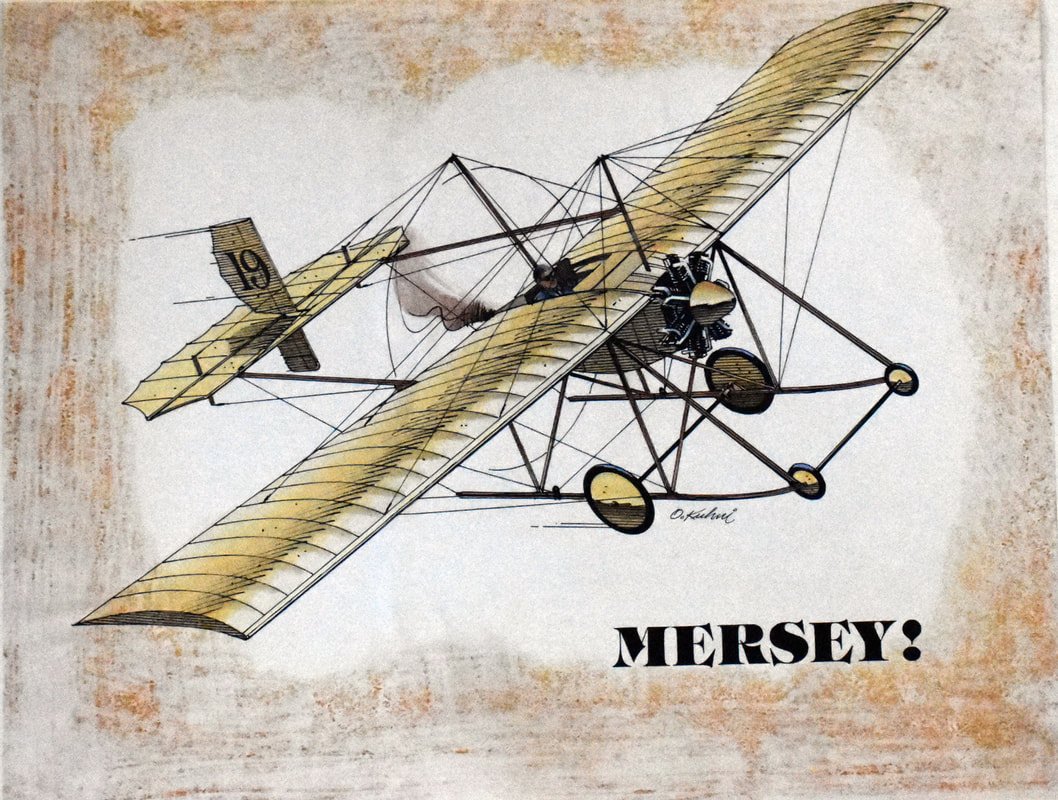 Otto Kuhni Artwork - Hand Drawing - Airplane Mersey!
