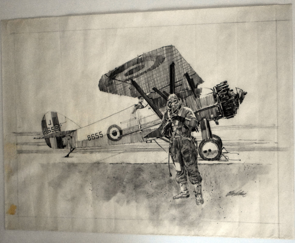 Otto Kuhni Artwork - Hand Drawing - Plane and Pilot
