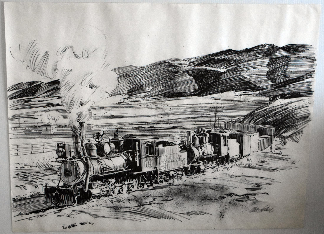 Otto Kuhni Artwork - Hand Drawings - Train Engine