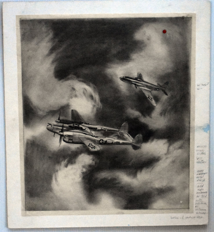 Otto Kuhni Artwork - Hand Drawing - Two Planes with Writing