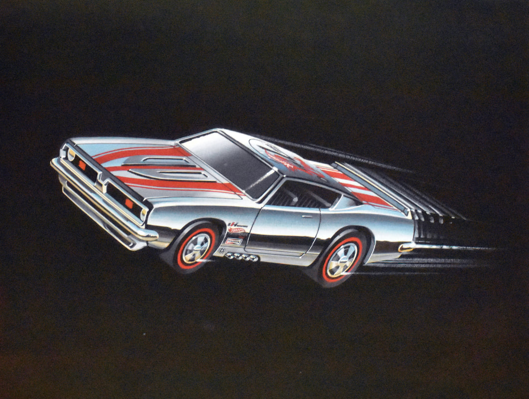 Otto Kuhni Artwork - Hot Wheels Early Commercial Works - Car with a Black Background