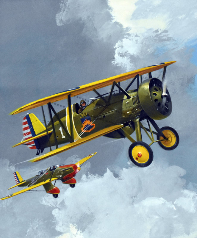 Otto Kuhni Artwork - Paintings - Two Fighter Planes