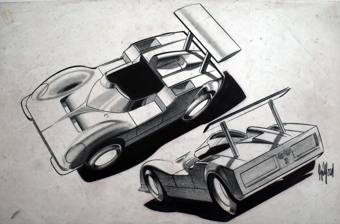 Ira Gilford - Illustration - Two Race Cars