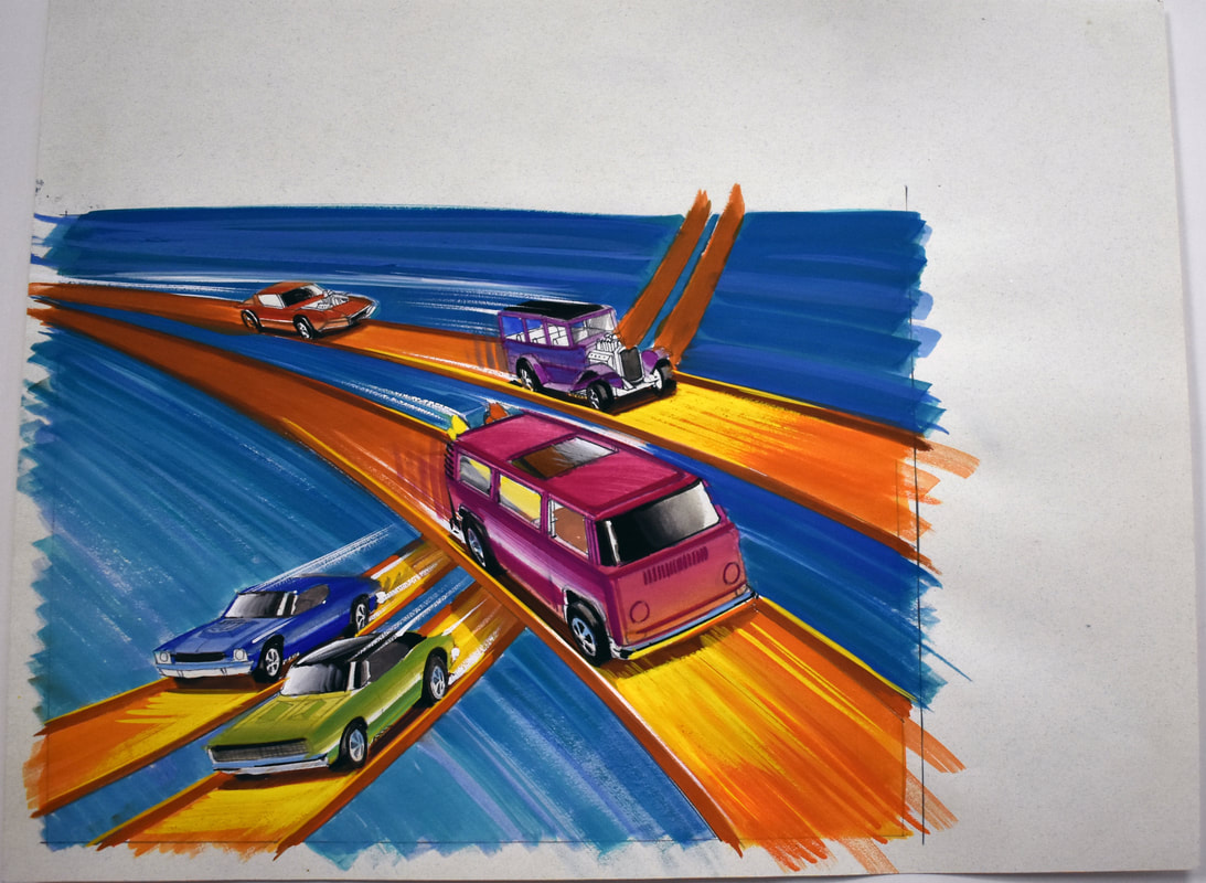 Otto Kuhni Painting - Five Cars Draft